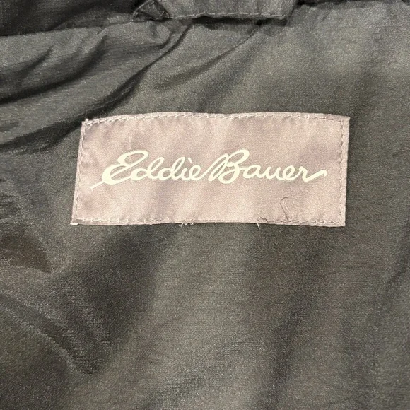 Eddie Bauer Black Down Fur Accent Puffer Coat - Picture 7 of 9